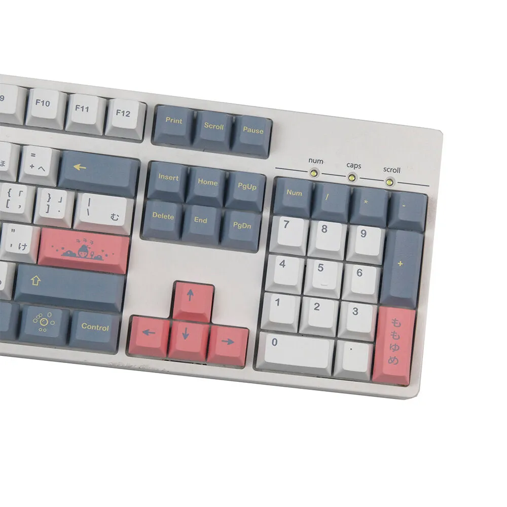 134 Keys Pink&Gray Keycap Set Cherry Profile PBT Sublimation Custom Japanese Keycaps for Mechanical Keyboards