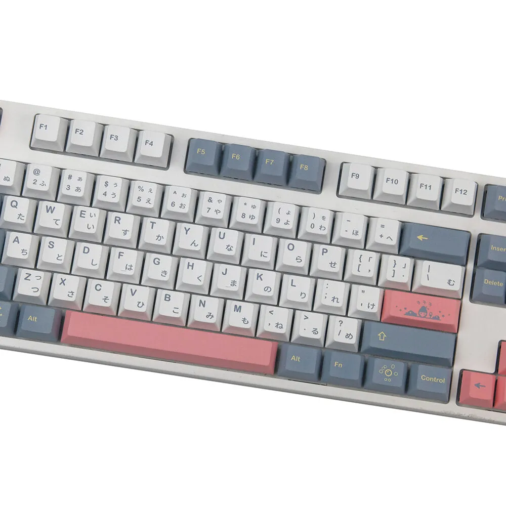 134 Keys Pink&Gray Keycap Set Cherry Profile PBT Sublimation Custom Japanese Keycaps for Mechanical Keyboards