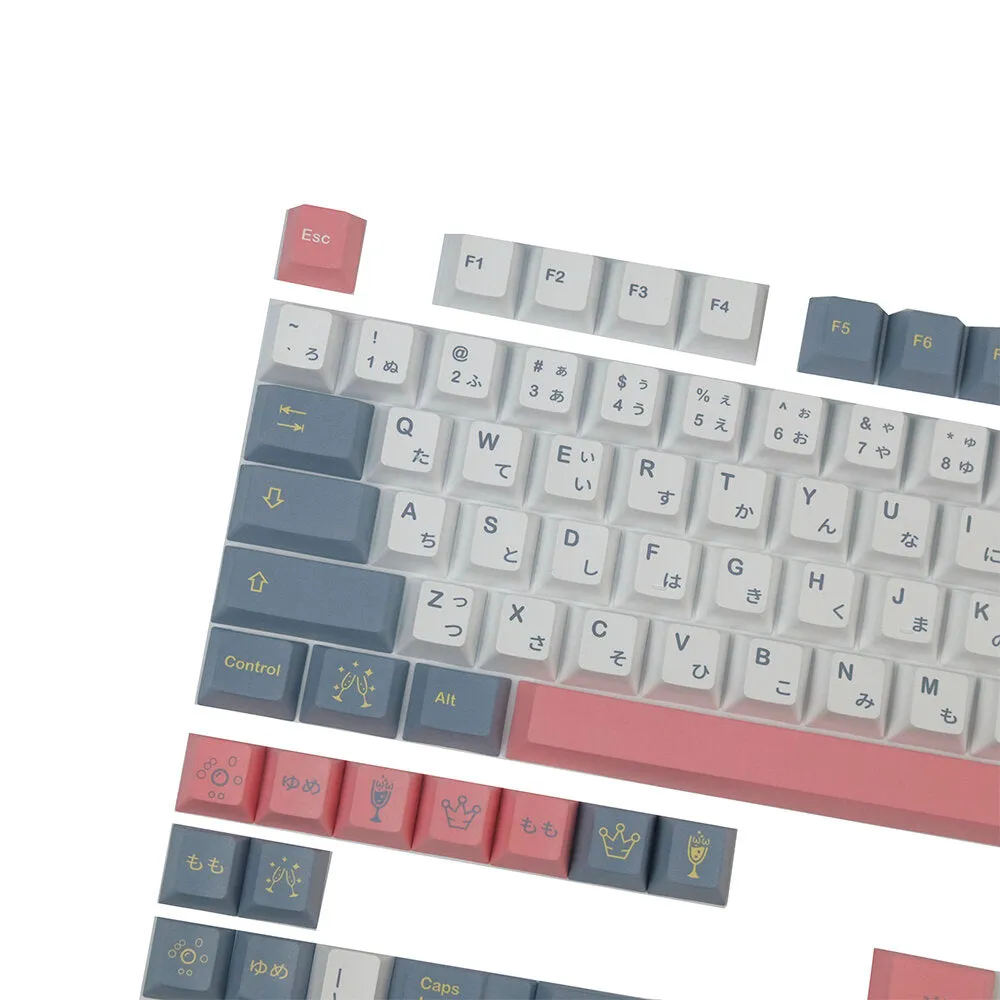 134 Keys Pink&Gray Keycap Set Cherry Profile PBT Sublimation Custom Japanese Keycaps for Mechanical Keyboards