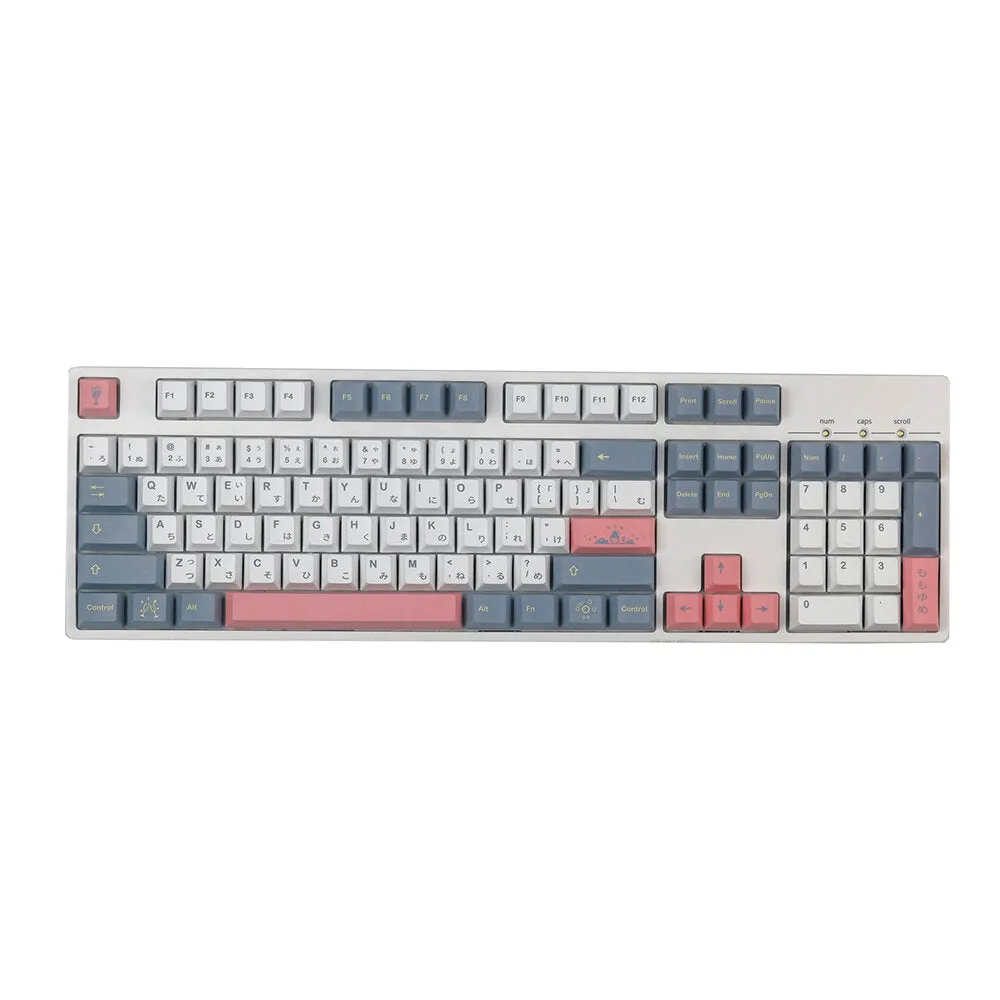 134 Keys Pink&Gray Keycap Set Cherry Profile PBT Sublimation Custom Japanese Keycaps for Mechanical Keyboards