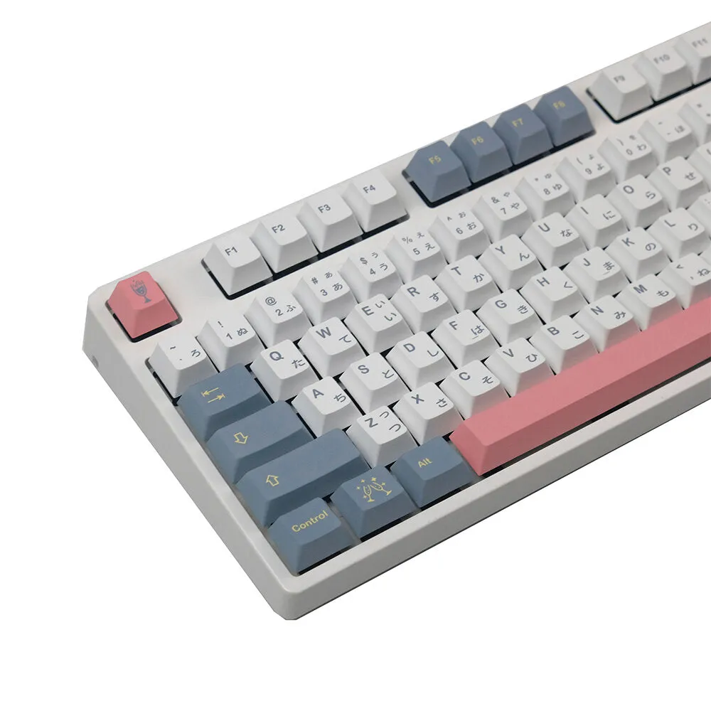 134 Keys Pink&Gray Keycap Set Cherry Profile PBT Sublimation Custom Japanese Keycaps for Mechanical Keyboards