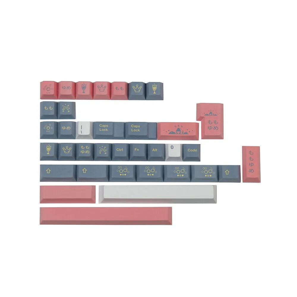 134 Keys Pink&Gray Keycap Set Cherry Profile PBT Sublimation Custom Japanese Keycaps for Mechanical Keyboards