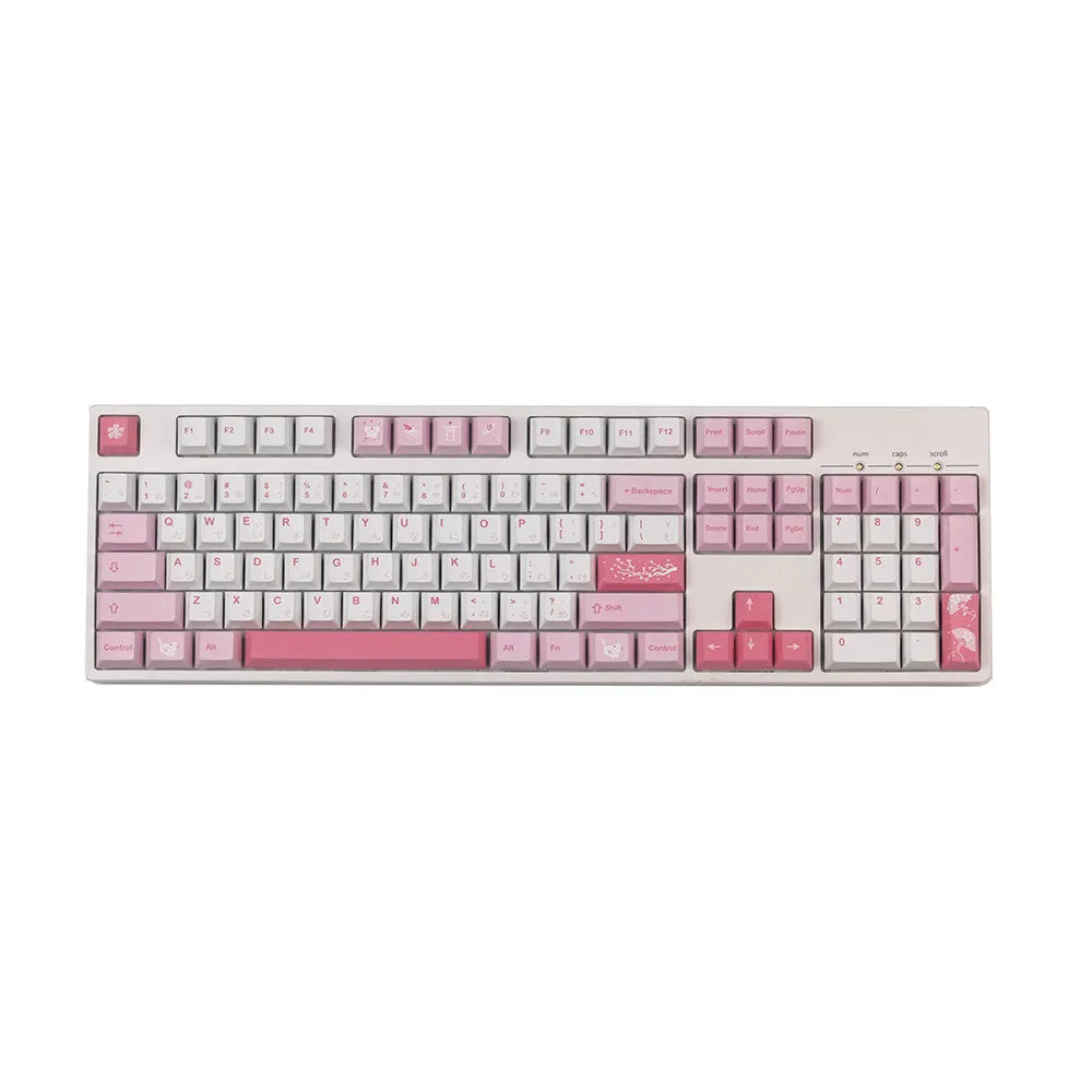 141 Keys Pink Cat Keycap Set Cherry Profile PBT Sublimation Japanese Custom Keycaps for Mechanical Keyboards