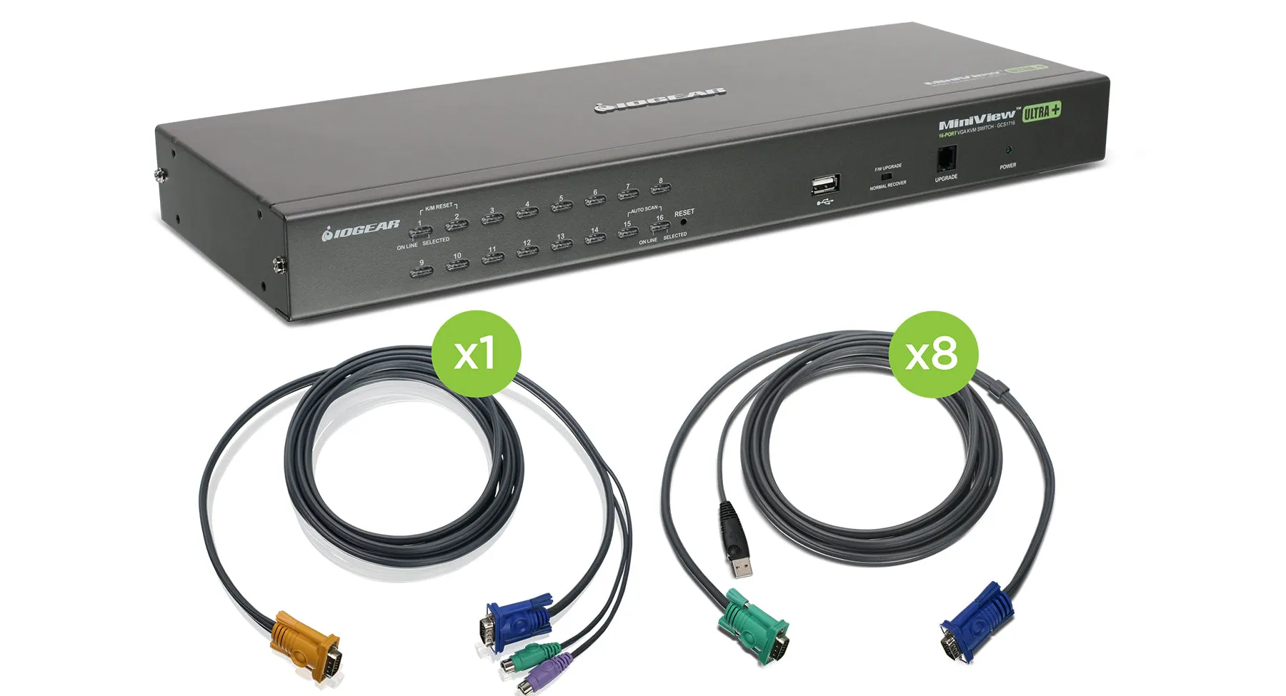 16-Port USB PS/2 Combo KVM Switch with Cables (TAA)