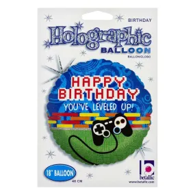 18" Holographic Happy Birthday Game Controller Mylar Balloon #103