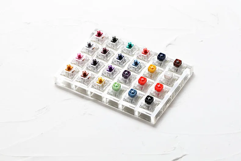 24 switch switches tester with acrylic base blank keycaps for mechanical keyboard kailh box heavy pro purple orange yellow gold