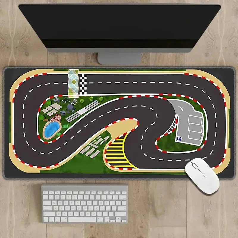 2mm Thick Non-Slip Rubber Mouse Pad 300x700mm Traffic Simulation Desk Mat for Gaming and Office Use