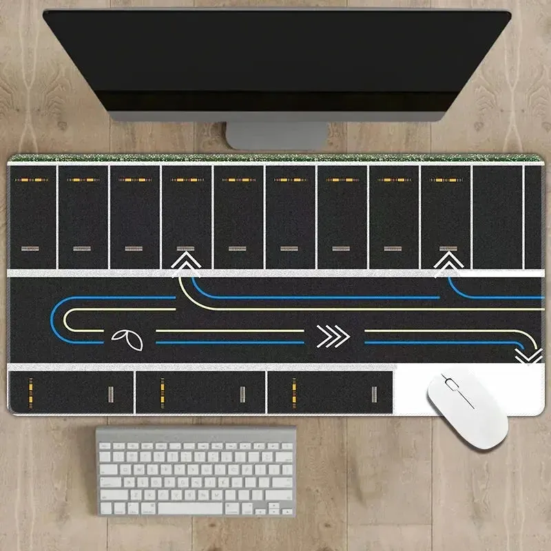 300x600mm Non-slip Rubber Mouse Pad - Multi-purpose Desk Mat with RC Racing Track Design, 2mm Thick