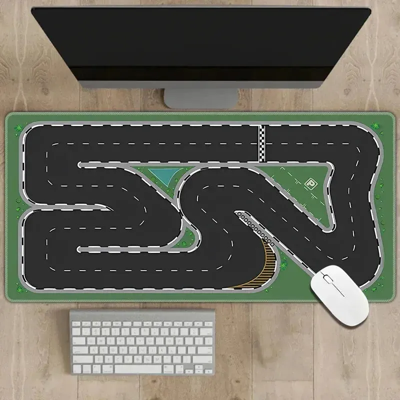 300x600mm Non-slip Rubber Mouse Pad - Multi-purpose Desk Mat with RC Racing Track Design, 2mm Thick