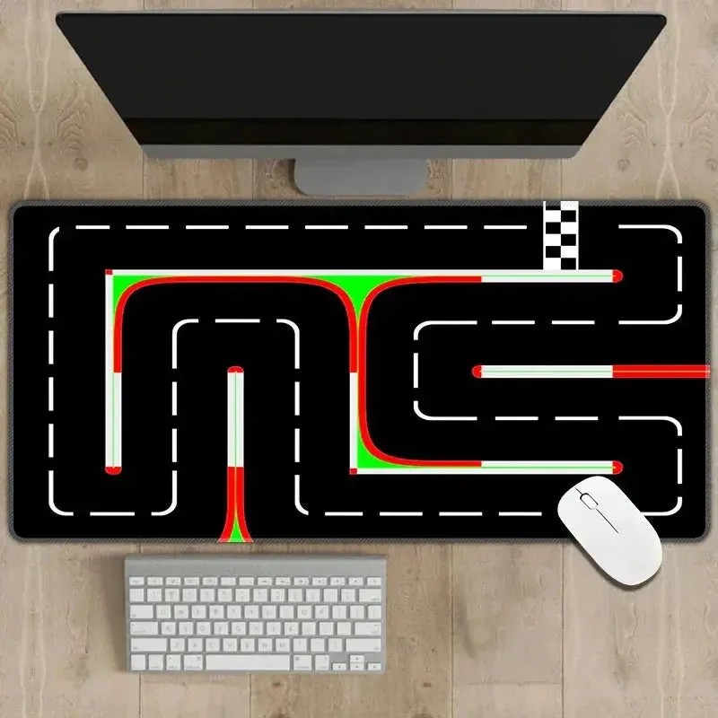 300x600mm Non-slip Rubber Mouse Pad - Multi-purpose Desk Mat with RC Racing Track Design, 2mm Thick