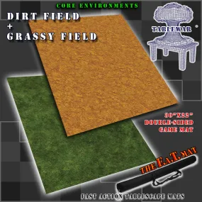 30x22" Dbl Sided 'Dirt Field'   'Grassy Field' F.A.T. Mat Gaming Mat