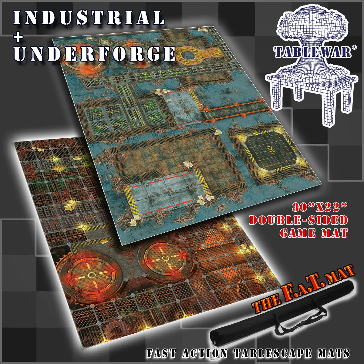 30x22" Dbl Sided 'Industrial'   'Underforge' F.A.T. Mat Gaming Mat