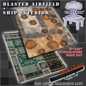 30x22" Dbl Sided 'Ship Interior'   'Blasted Airfield' F.A.T. Mat Gaming Mat