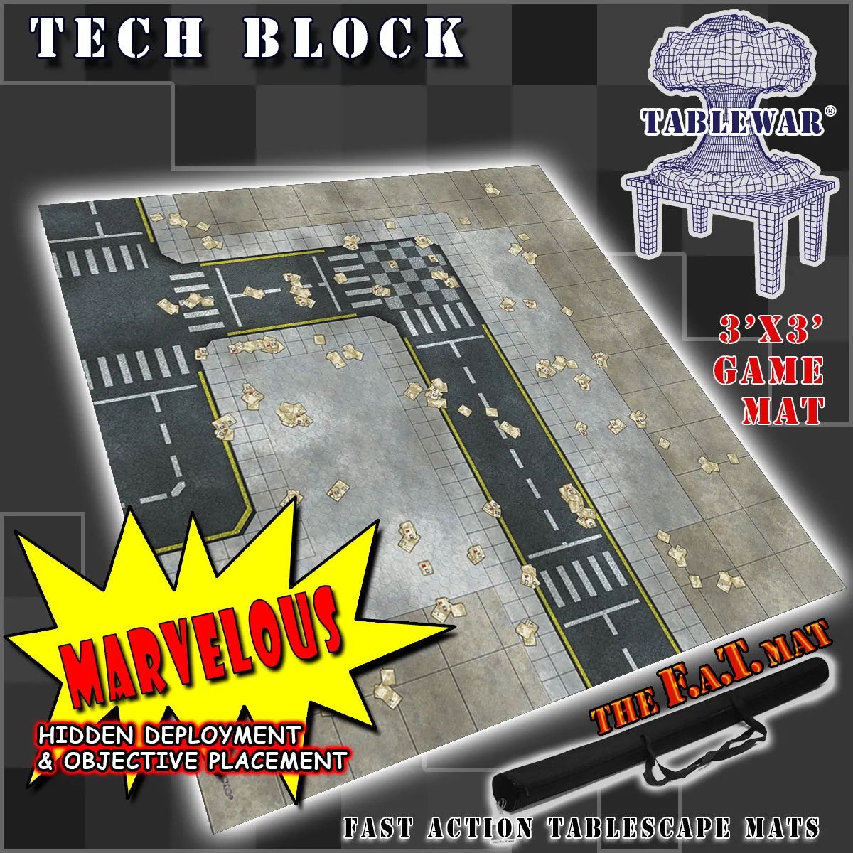 3x3 'Tech Block' F.A.T. Mat Gaming Mat