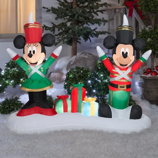 4.5' Airblown® Mickey Mouse and Minnie Mouse as Toy Soldiers Christmas Inflatable