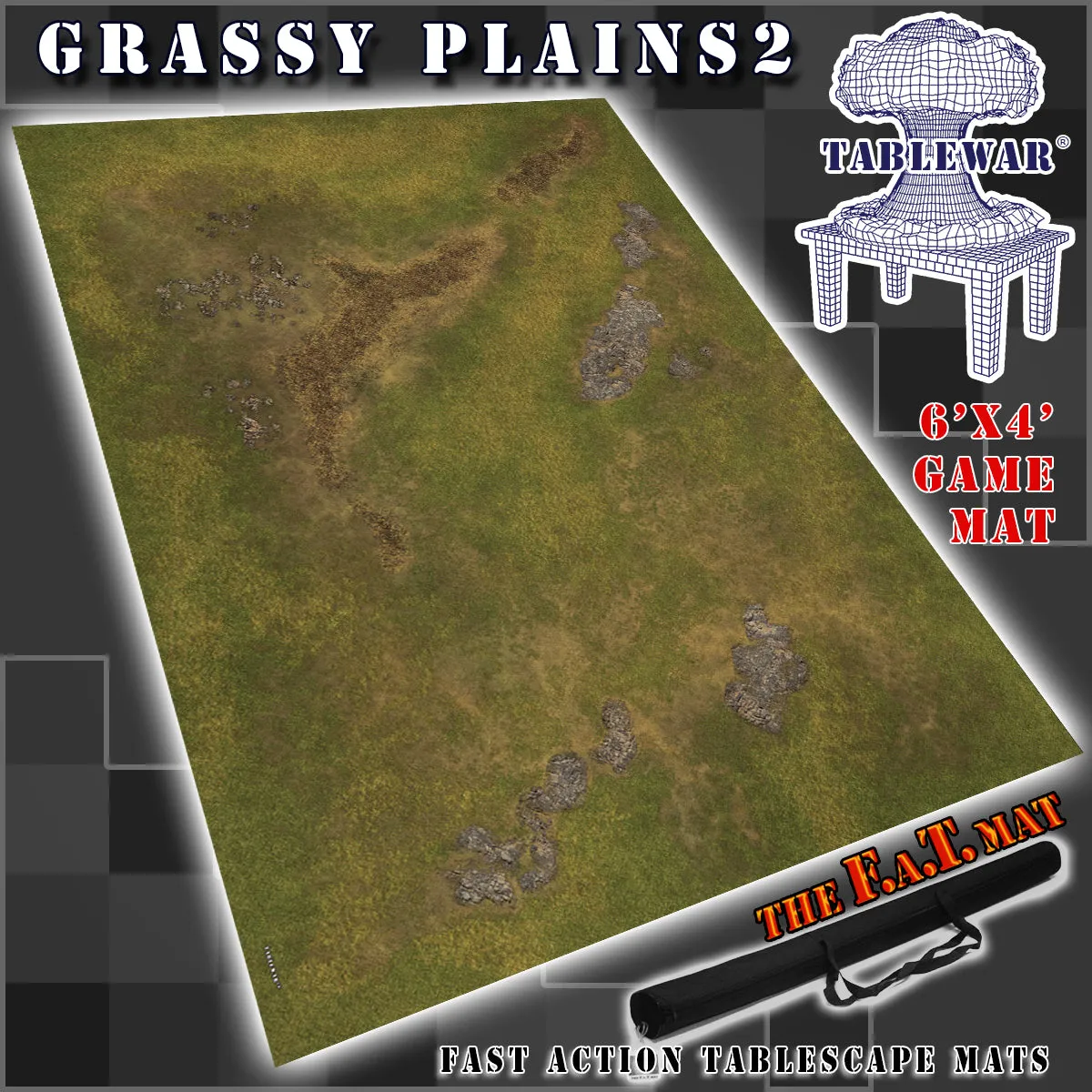 6x4 'Grassy Plains 2' F.A.T. Mat Gaming Mat