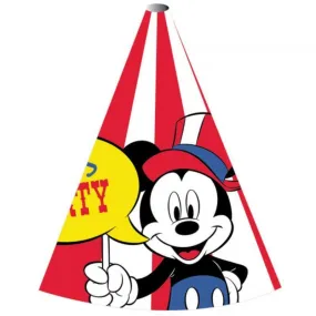 8 Pack Disney Mickey Paper Cone Hats - 15cm