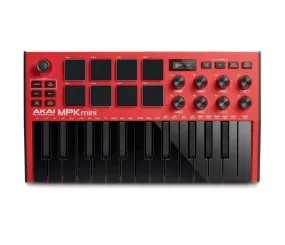 Akai MPK Mini MK3 Compact Keyboard Controller, Red