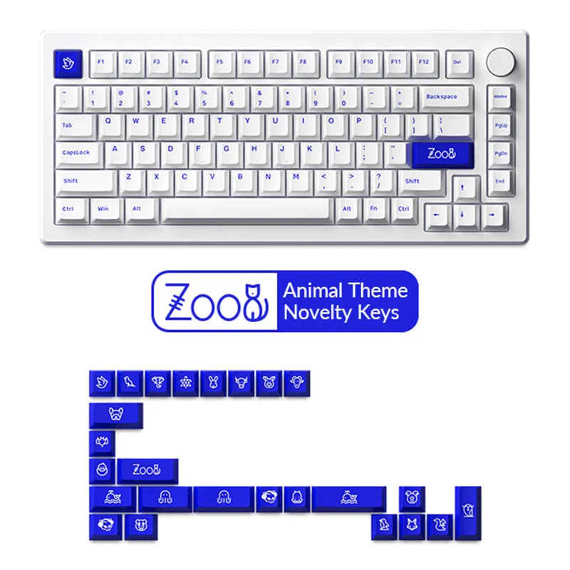 Akko MOD007 PC Blue on White Wired Mechanical Keyboard