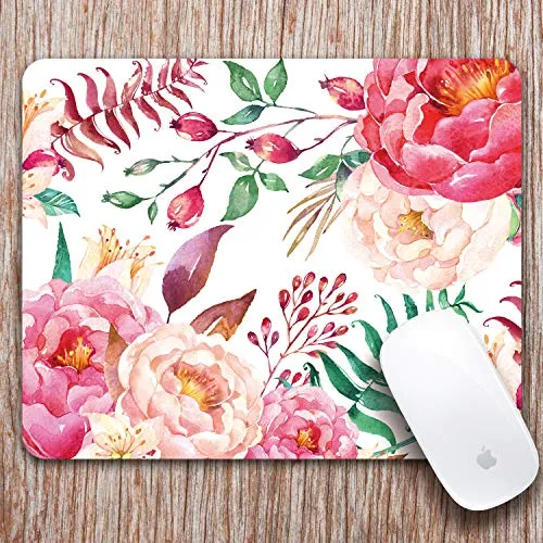 Anti-Slip Mouse Pad for Work or Gaming, Watercolor Flowers