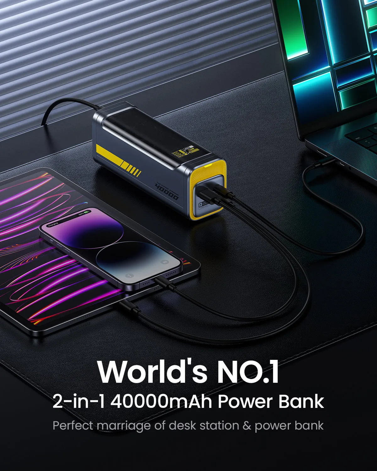 AOHI Starship 2-in-1 40000mAh PD3.1 140W Power Bank with Future Magflash Charging & Data Storage Cable Set