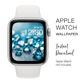 Apple Watch WALLPAPER - Blue Diamonds Glitter Sparkly diamond gemstone - Instant Download - Watch Background Apple Watch face design