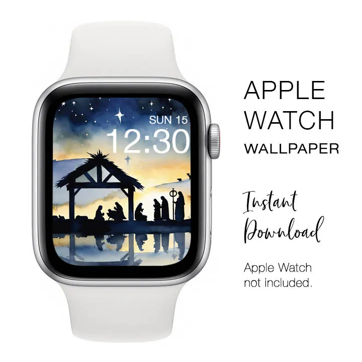 Apple Watch WALLPAPER - Nativity Scene Jesus Christ Christian Religious - Instant Download - Watch Background Apple Watch face design