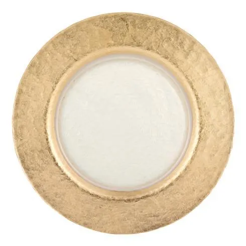 Authentic Gold Leaf Round 13” Glass Charger Plate