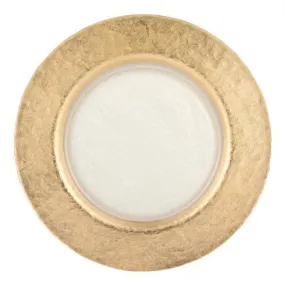 Authentic Gold Leaf Round 13” Glass Charger Plate