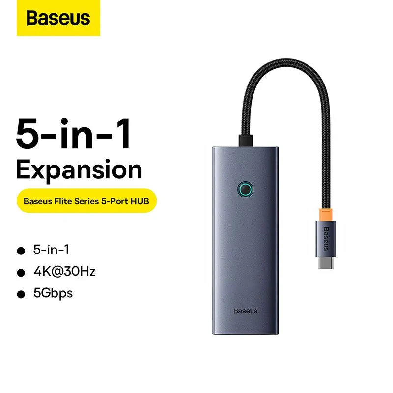 Baseus Flite Series 5-Port HUB Docking Station Space Grey HDMI4K@30Hz*1 USB 3.0*4-B00052809813-00