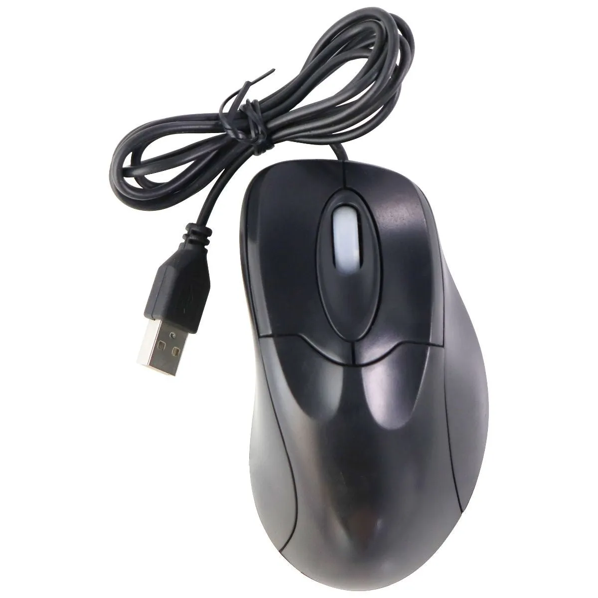 Basic Ergonomic USB Wired Optical Mouse for Windows PC & More - Black