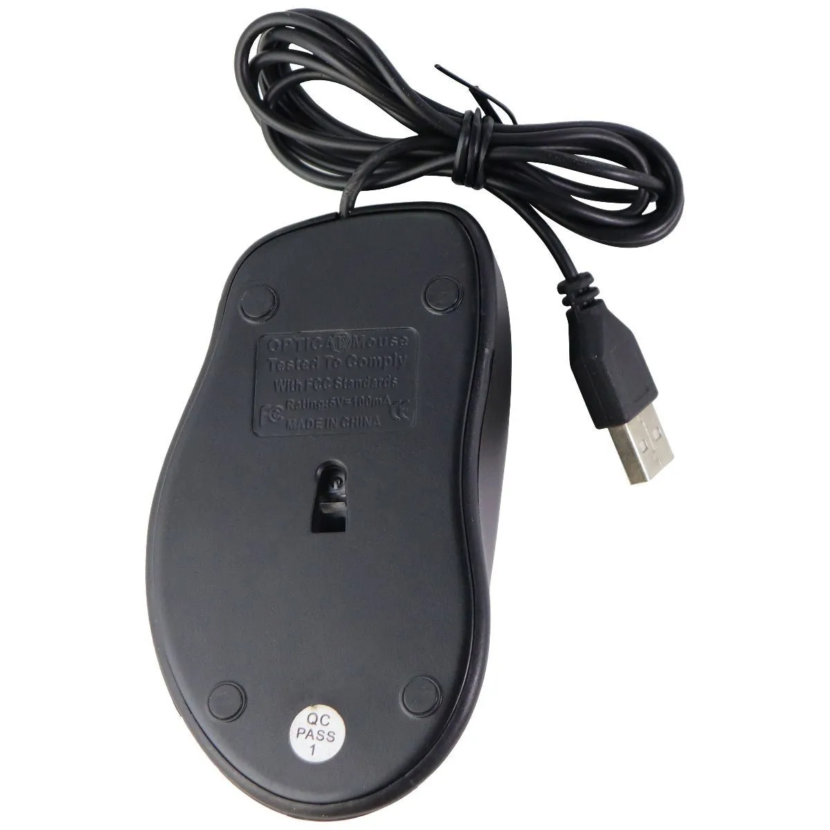 Basic Ergonomic USB Wired Optical Mouse for Windows PC & More - Black