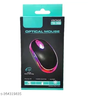 Black Wired Desktop Mouse - Plastic,