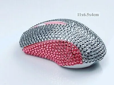 blingustyle Crystal Wireless Optical Mouse 2.4GHz PC Mouse Silver/Pink