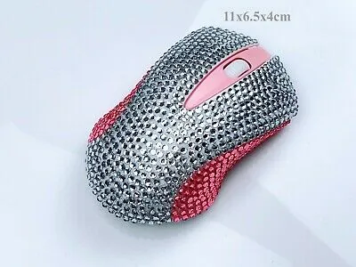 blingustyle Crystal Wireless Optical Mouse 2.4GHz PC Mouse Silver/Pink