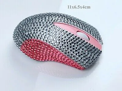 blingustyle Crystal Wireless Optical Mouse 2.4GHz PC Mouse Silver/Pink