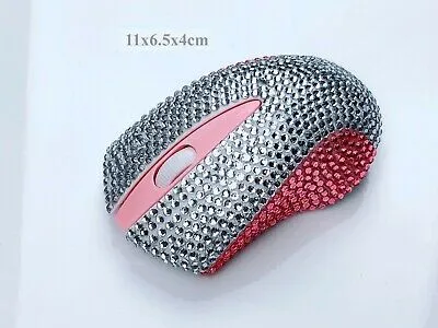 blingustyle Crystal Wireless Optical Mouse 2.4GHz PC Mouse Silver/Pink