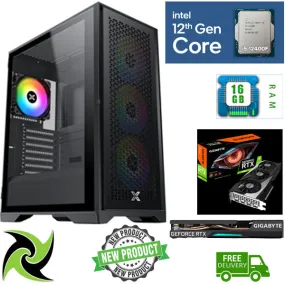 Brand-New Custom-Built Gaming PC Intel Core i5-12400F 6 Cores 16GB RAM 500GB NVME SSD  1TB HDD with GEFORCE RTX 3060 12GB DDR6 Windows 11 and Wi-Fi and Bluetooth Ready