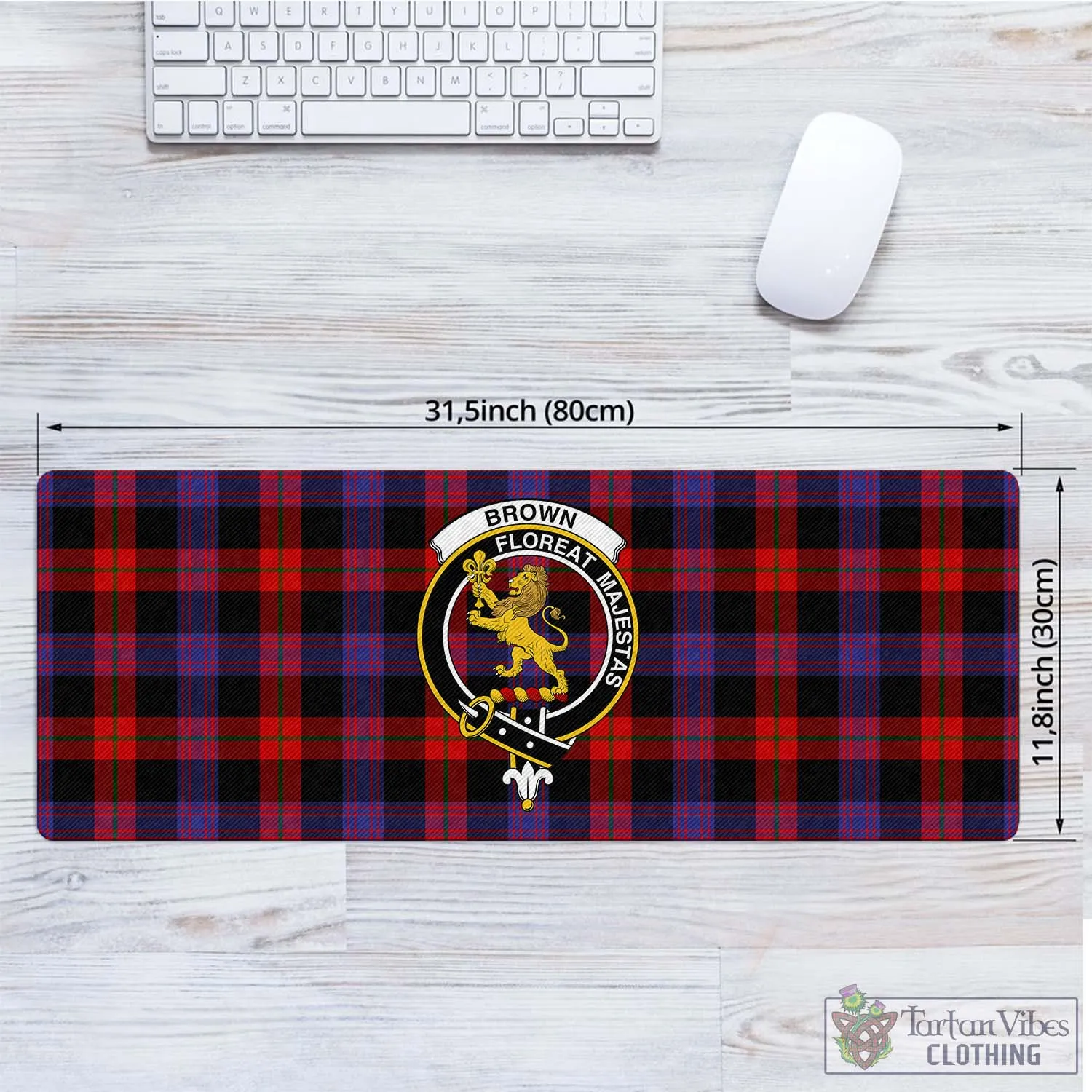 Brown (Broun) Tartan Mouse Pad with Family Crest