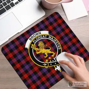 Brown (Broun) Tartan Mouse Pad with Family Crest