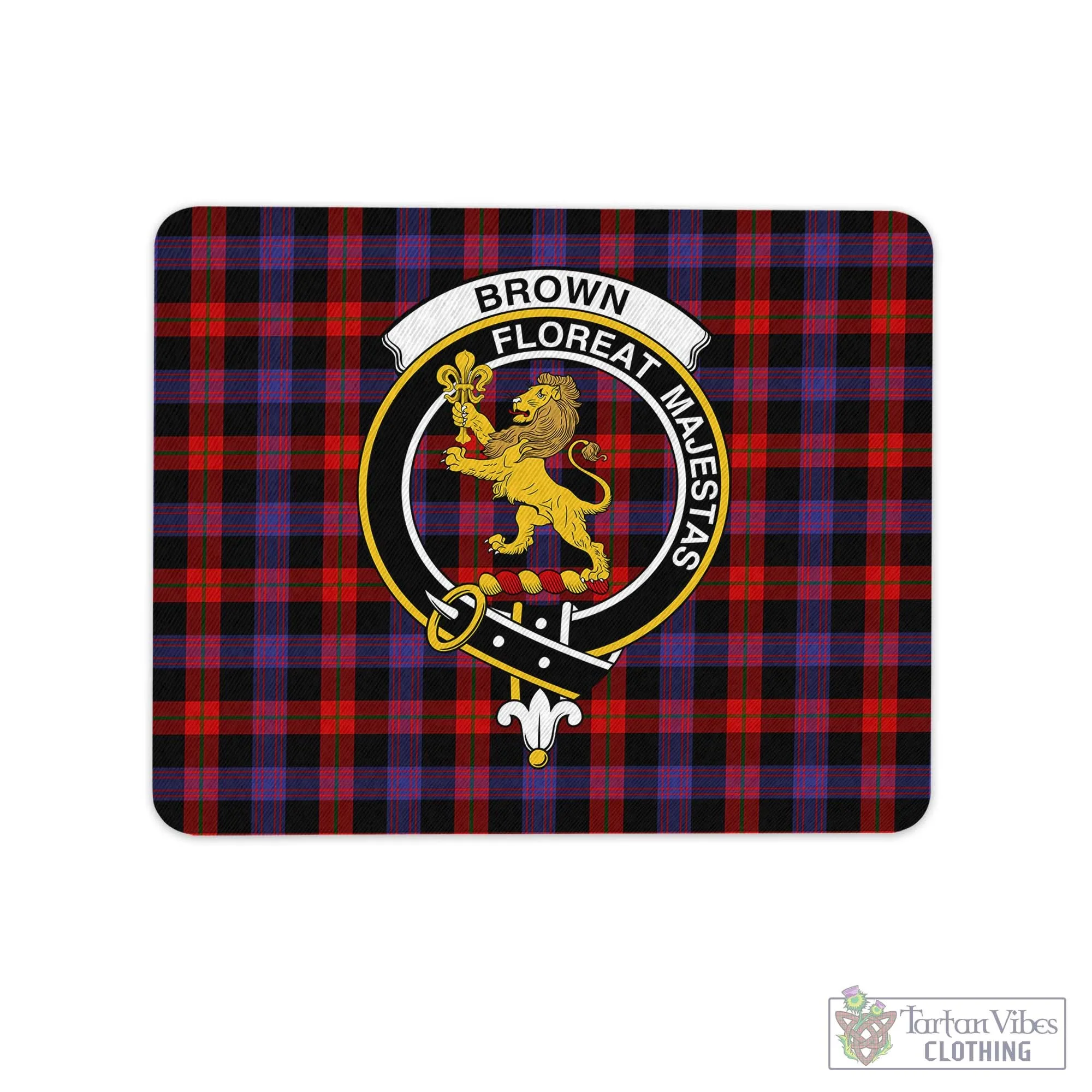 Brown (Broun) Tartan Mouse Pad with Family Crest