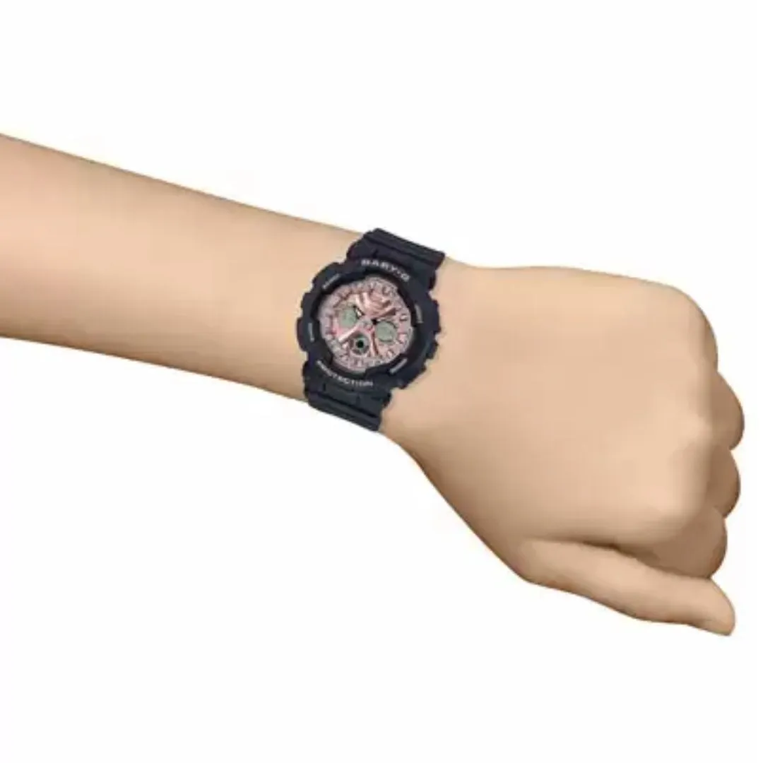 Casio Baby-G Black and Pink Analog-Digital Ladies Watch BA-130-1A4DR