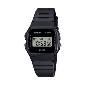 Casio Digital Led Stopwatch AlarmBlack Resin Band F91WB-1A