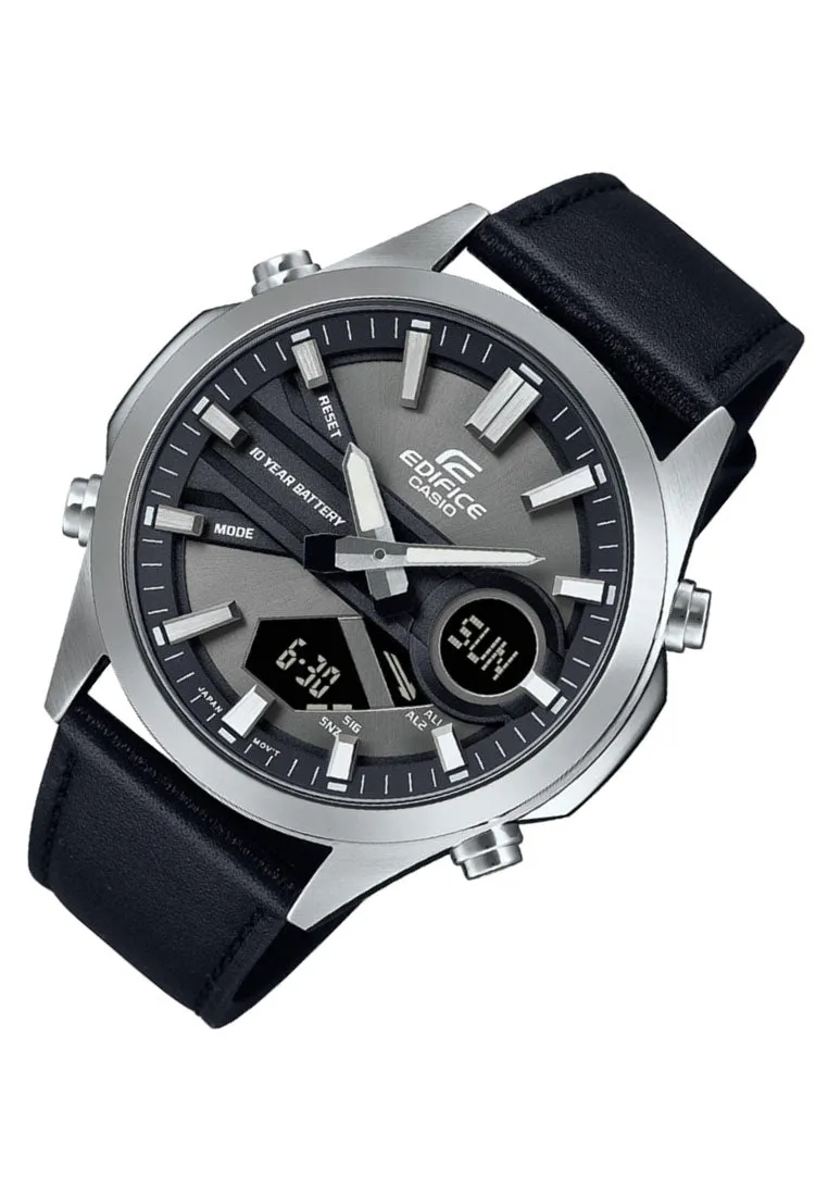 Casio Edifice EFV-C120L-8A Digital Analog Leather Strap Watch for Men