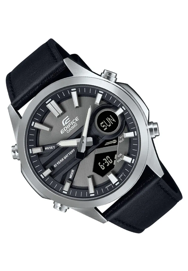 Casio Edifice EFV-C120L-8A Digital Analog Leather Strap Watch for Men