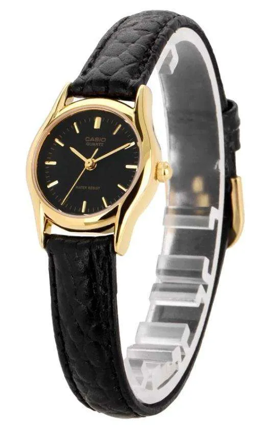 Casio LTP-1094Q-1ARDF Black Leather Strap Watch for Women