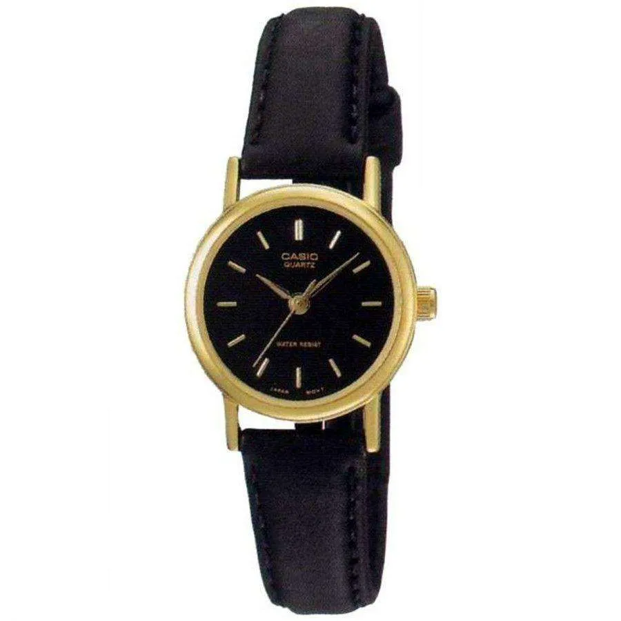 Casio LTP-1095Q-1AD Black Leather Strap Watch for Women