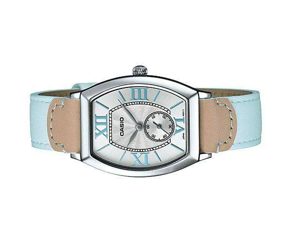 Casio LTP-E114L-2ADF Light Blue Leather Strap Watch for Women