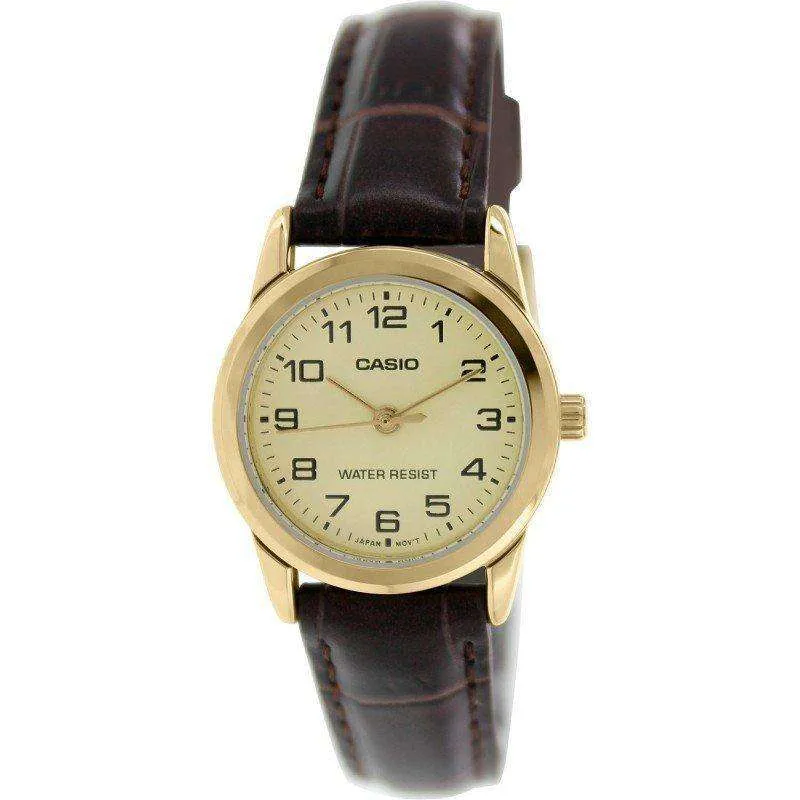 Casio LTP-V001GL-9B Brown Leather Watch for Women