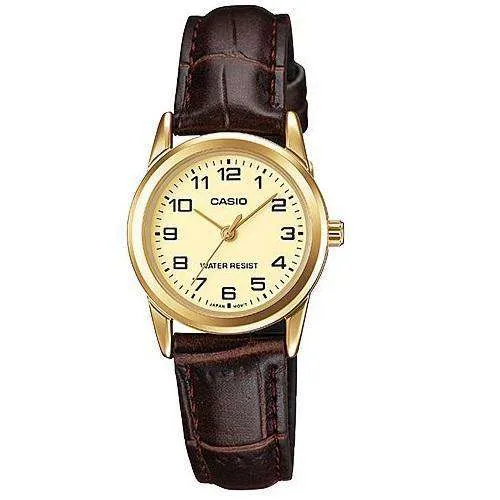 Casio LTP-V001GL-9B Brown Leather Watch for Women